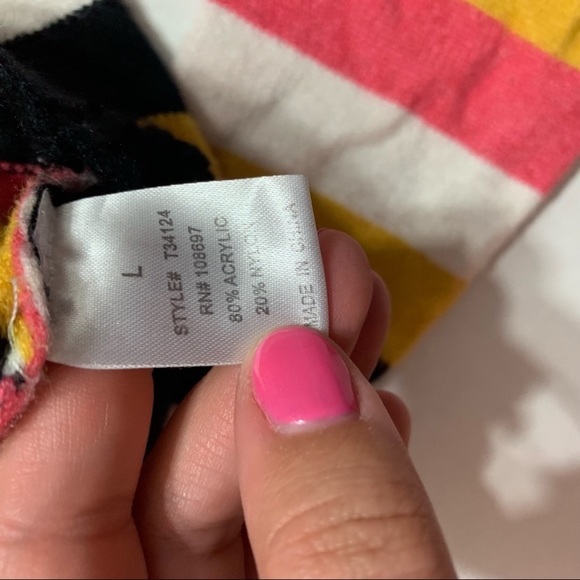 Sweet Rain Striped Sweater Women’s Large Pink Yellow Black White - Picture 3 of 5